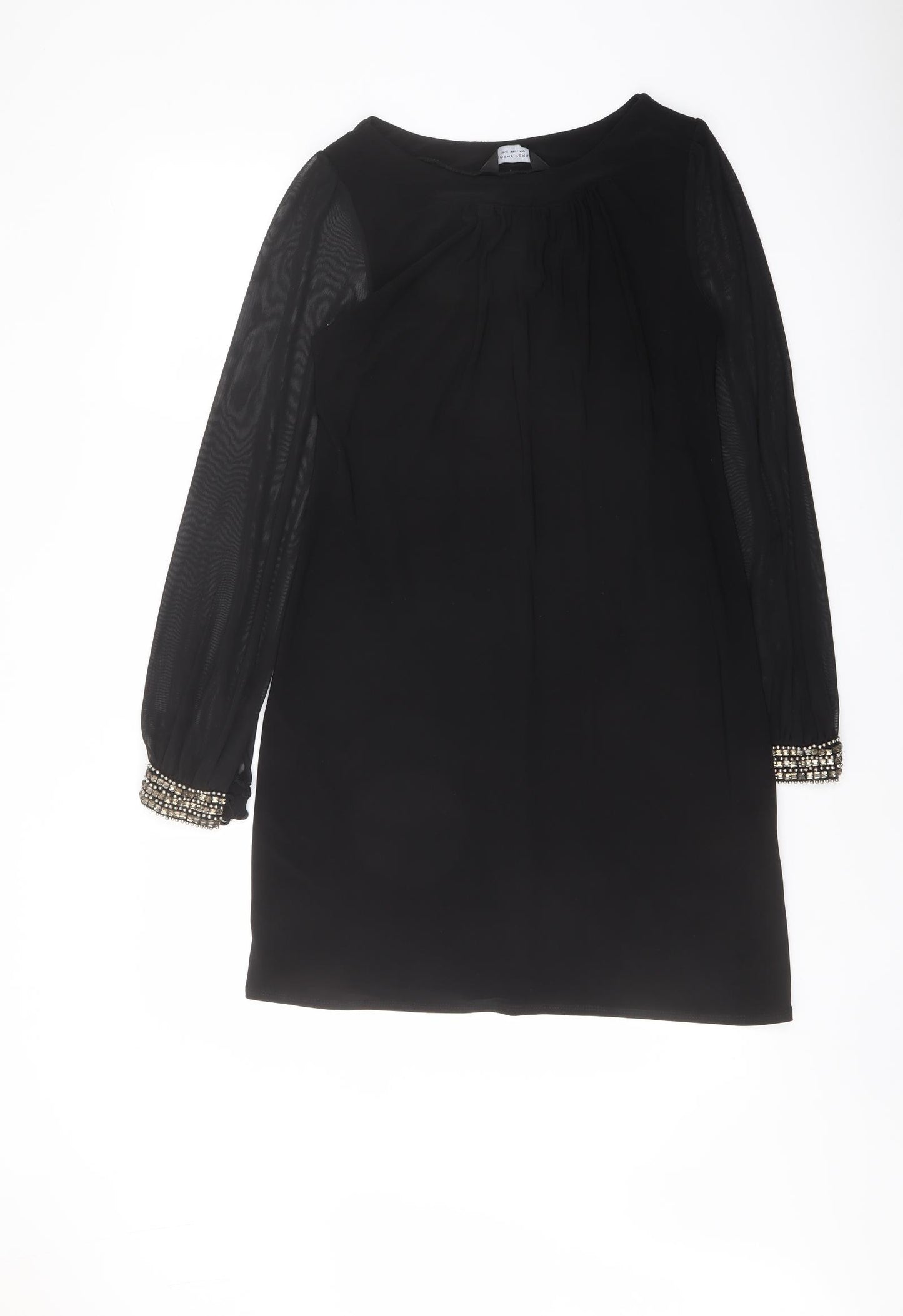 Dorothy Perkins Womens Black Polyester A-Line Size 10 Boat Neck Pullover
