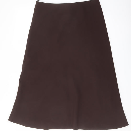 Marks and Spencer Womens Brown Polyacrylate Fibre Flare Skirt Size 10