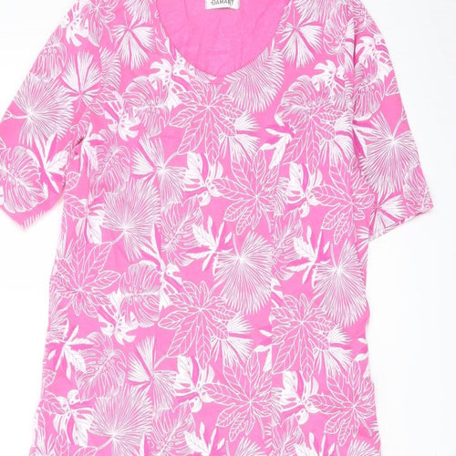 Damart Womens Pink Floral Polyester A-Line Size 10 Round Neck Pullover
