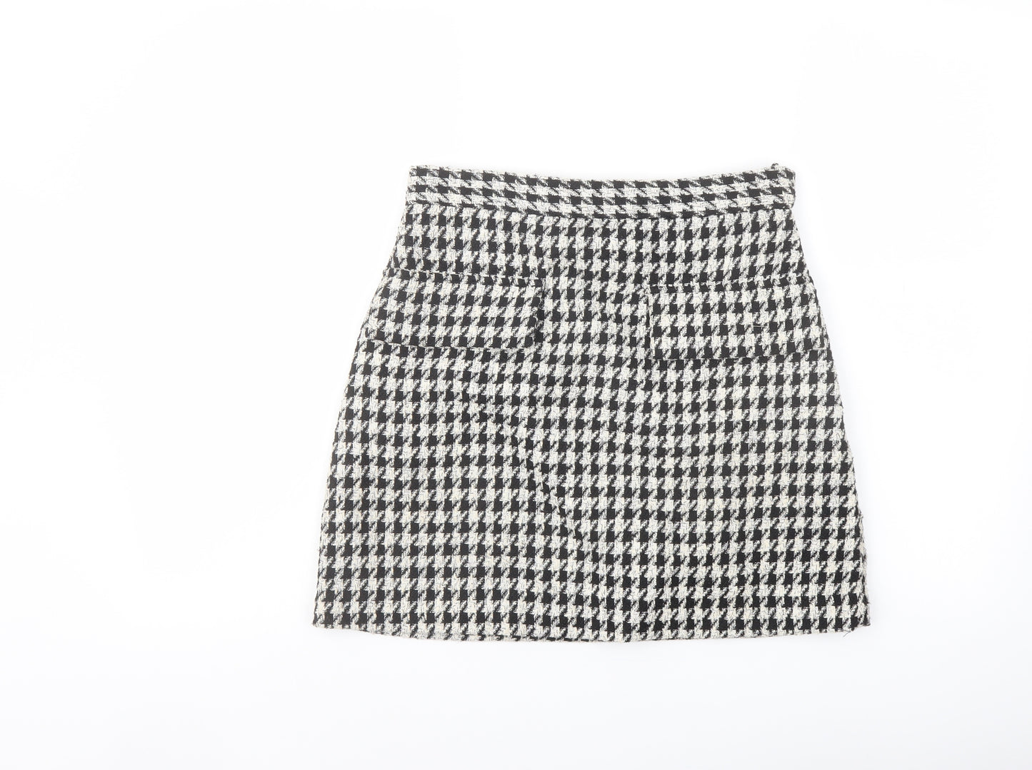 H&M Womens Beige Geometric Polyester A-Line Skirt Size 10 Zip