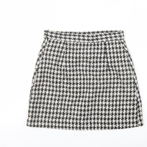 H&M Womens Beige Geometric Polyester A-Line Skirt Size 10 Zip