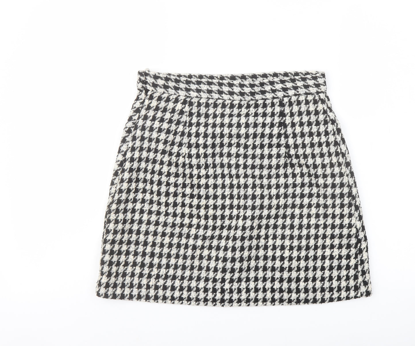H&M Womens Beige Geometric Polyester A-Line Skirt Size 10 Zip