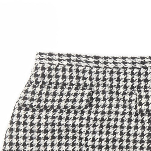 H&M Womens Beige Geometric Polyester A-Line Skirt Size 10 Zip