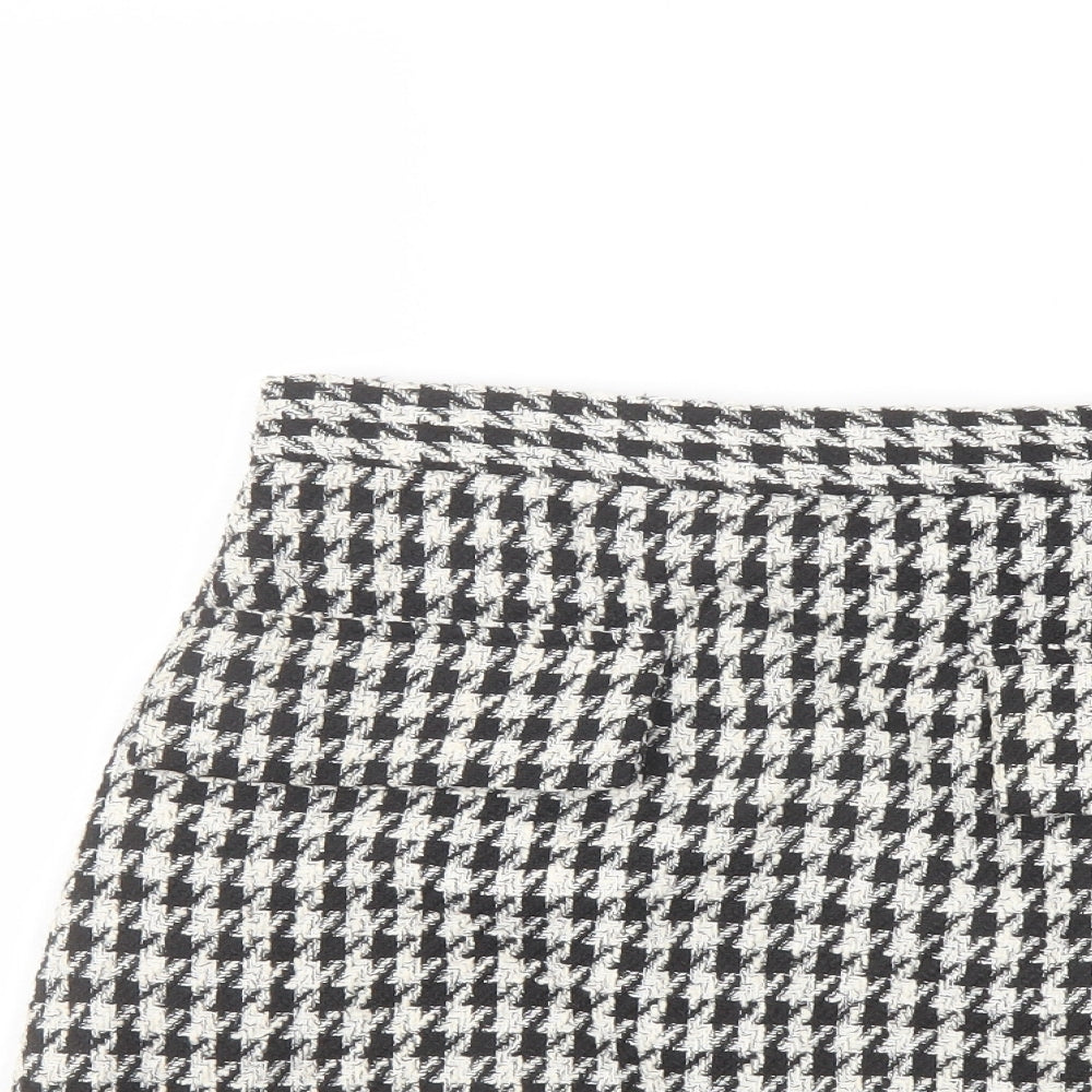 H&M Womens Beige Geometric Polyester A-Line Skirt Size 10 Zip