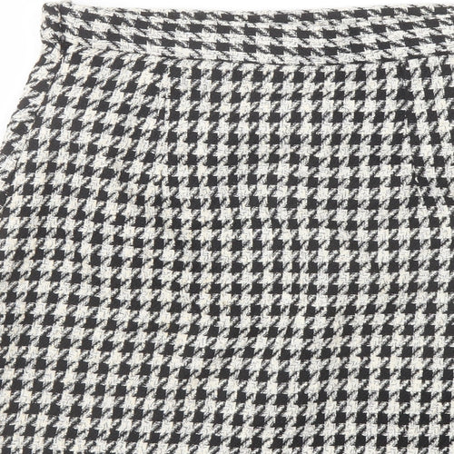 H&M Womens Beige Geometric Polyester A-Line Skirt Size 10 Zip