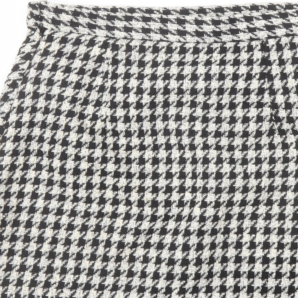 H&M Womens Beige Geometric Polyester A-Line Skirt Size 10 Zip