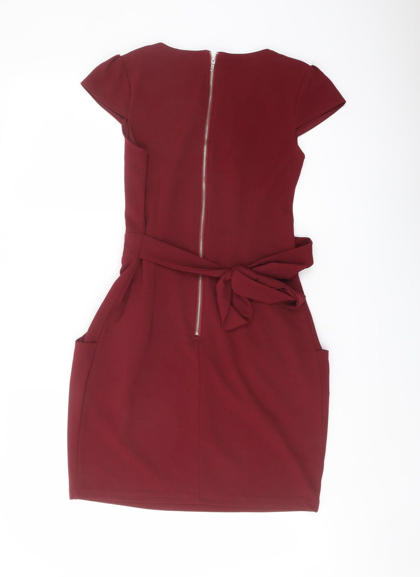 Vouley Vous Womens Red Polyester Mini Size 10 Round Neck Zip