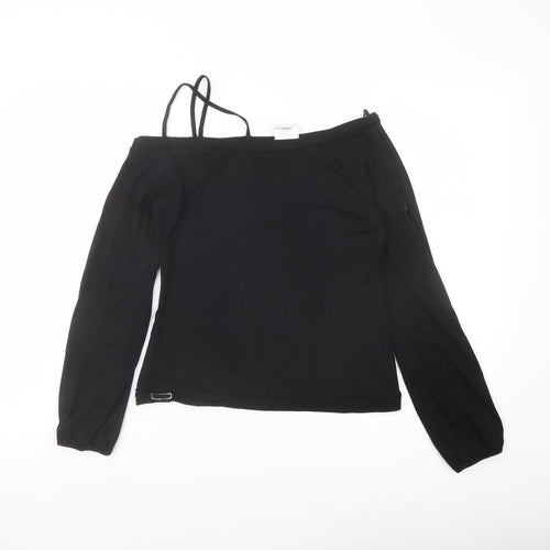 NEXT Womens Black Viscose Basic Blouse Size 12 Off the Shoulder