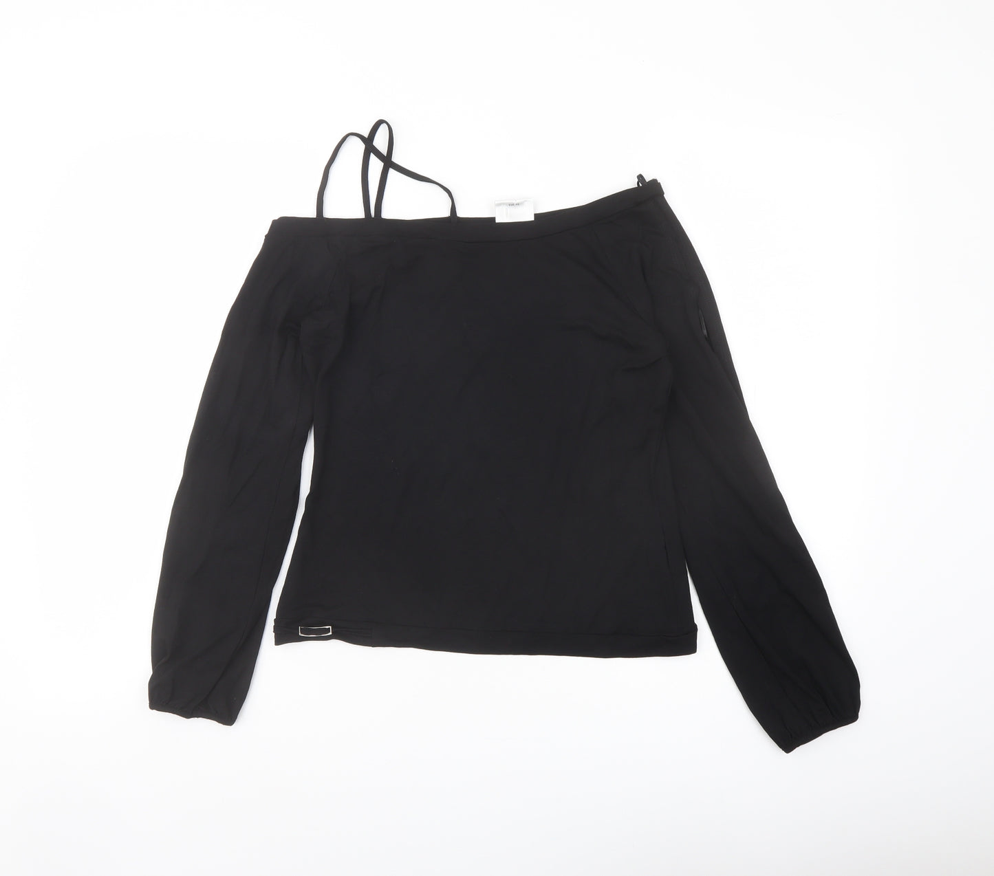 NEXT Womens Black Viscose Basic Blouse Size 12 Off the Shoulder