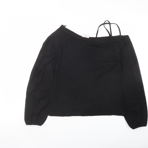 NEXT Womens Black Viscose Basic Blouse Size 12 Off the Shoulder