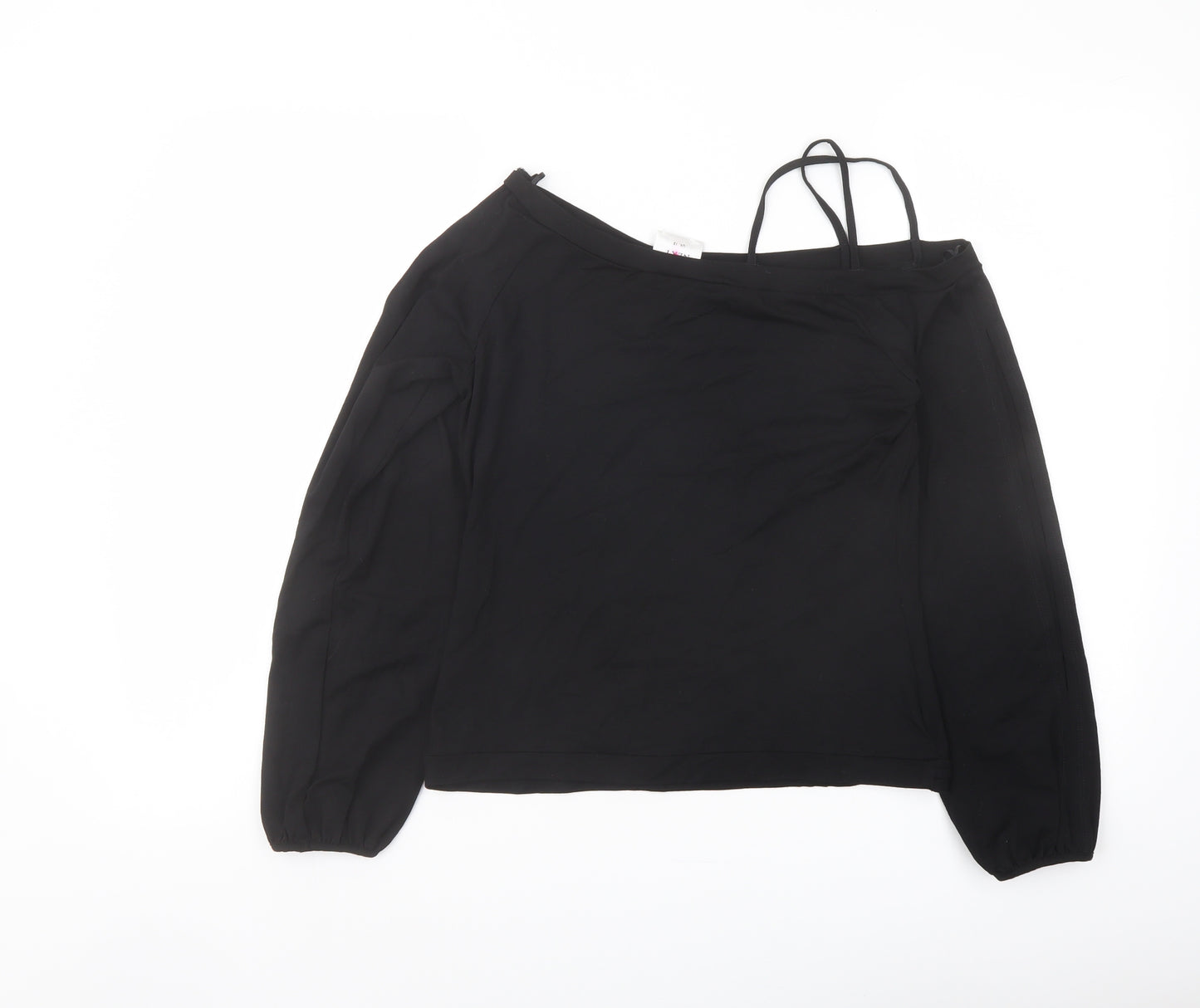 NEXT Womens Black Viscose Basic Blouse Size 12 Off the Shoulder