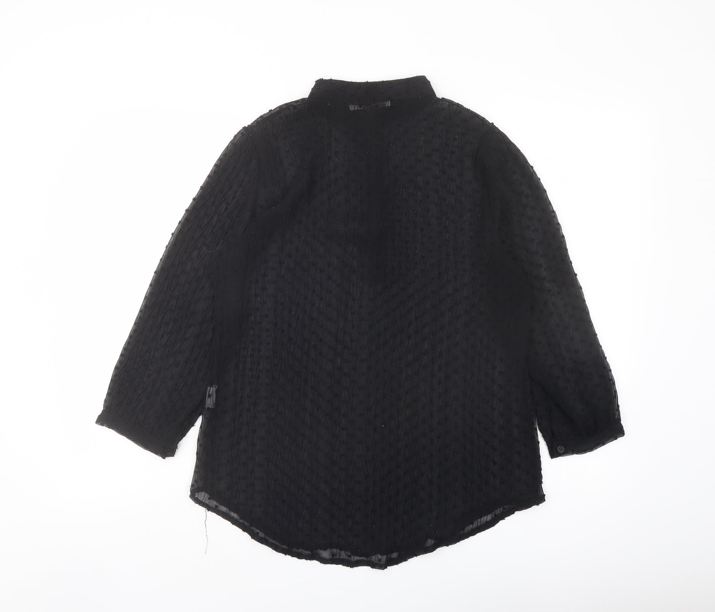 Laura Bianchi Womens Black Polyester Basic Blouse Size M V-Neck