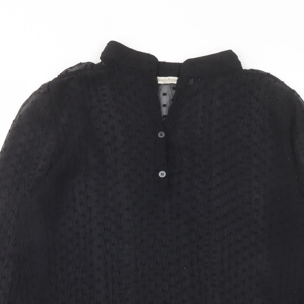 Laura Bianchi Womens Black Polyester Basic Blouse Size M V-Neck