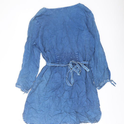 Klass Womens Blue Viscose A-Line Size 14 Round Neck Pullover