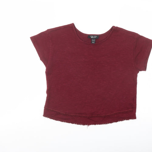 New Look Girls Red Polyester Basic Blouse Size 12-13 Years Round Neck Pullover