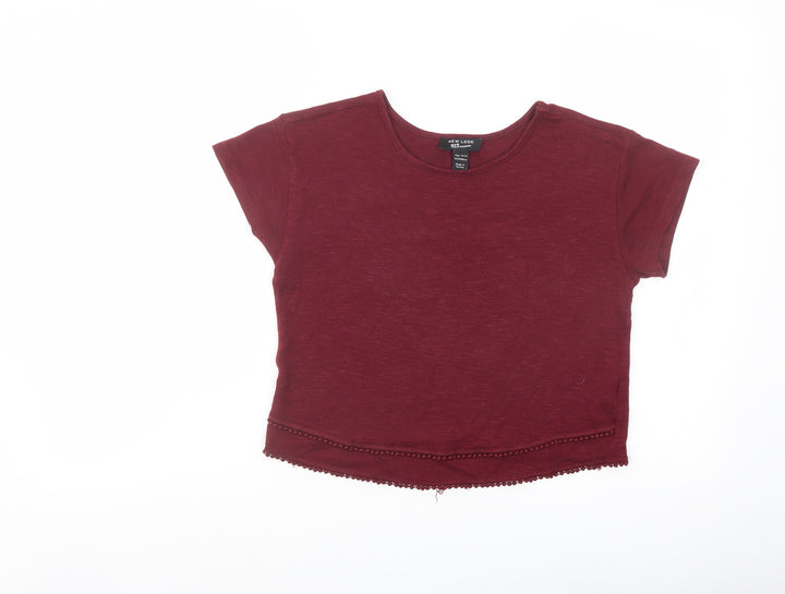 New Look Girls Red Polyester Basic Blouse Size 12-13 Years Round Neck Pullover