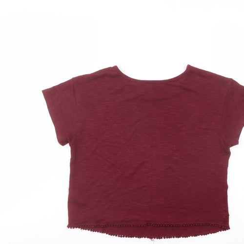 New Look Girls Red Polyester Basic Blouse Size 12-13 Years Round Neck Pullover