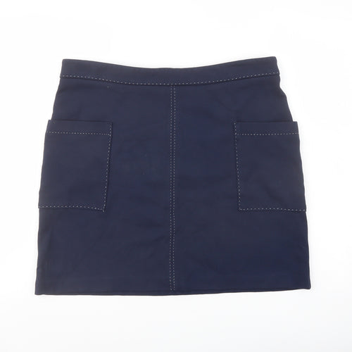 NEXT Womens Blue Viscose A-Line Skirt Size 16 Zip