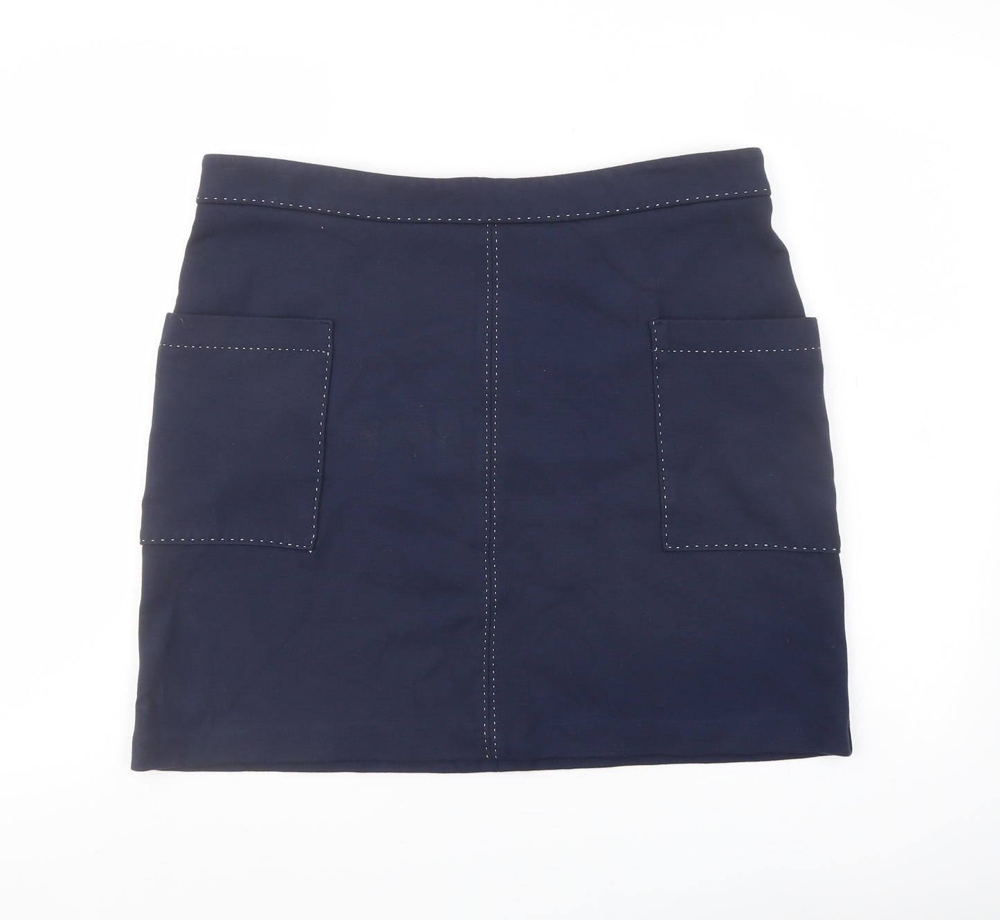 NEXT Womens Blue Viscose A-Line Skirt Size 16 Zip