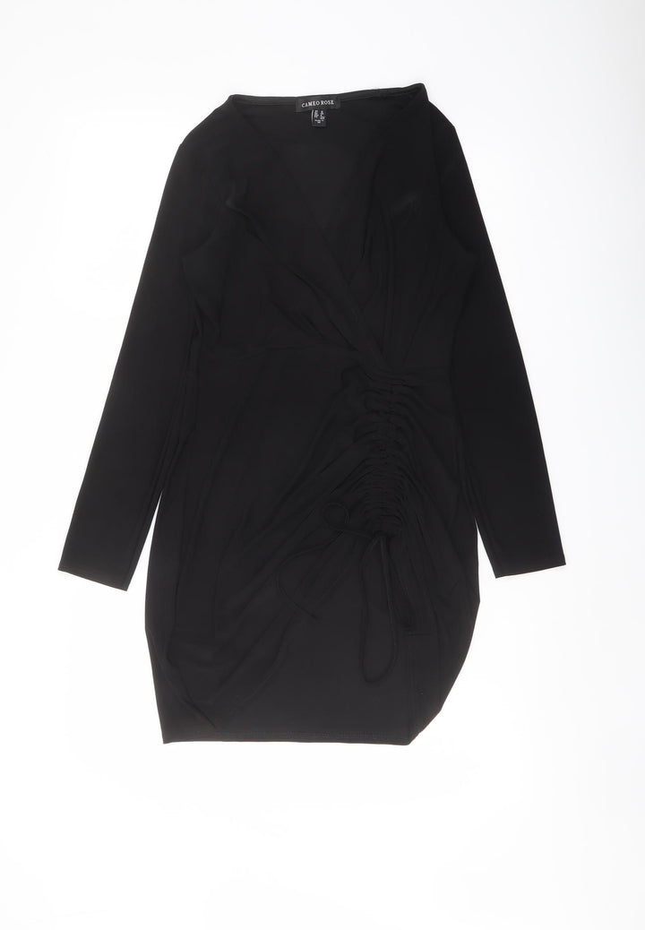 Cameo Rose Womens Black Polyester Pencil Dress Size 12 V-Neck Pullover