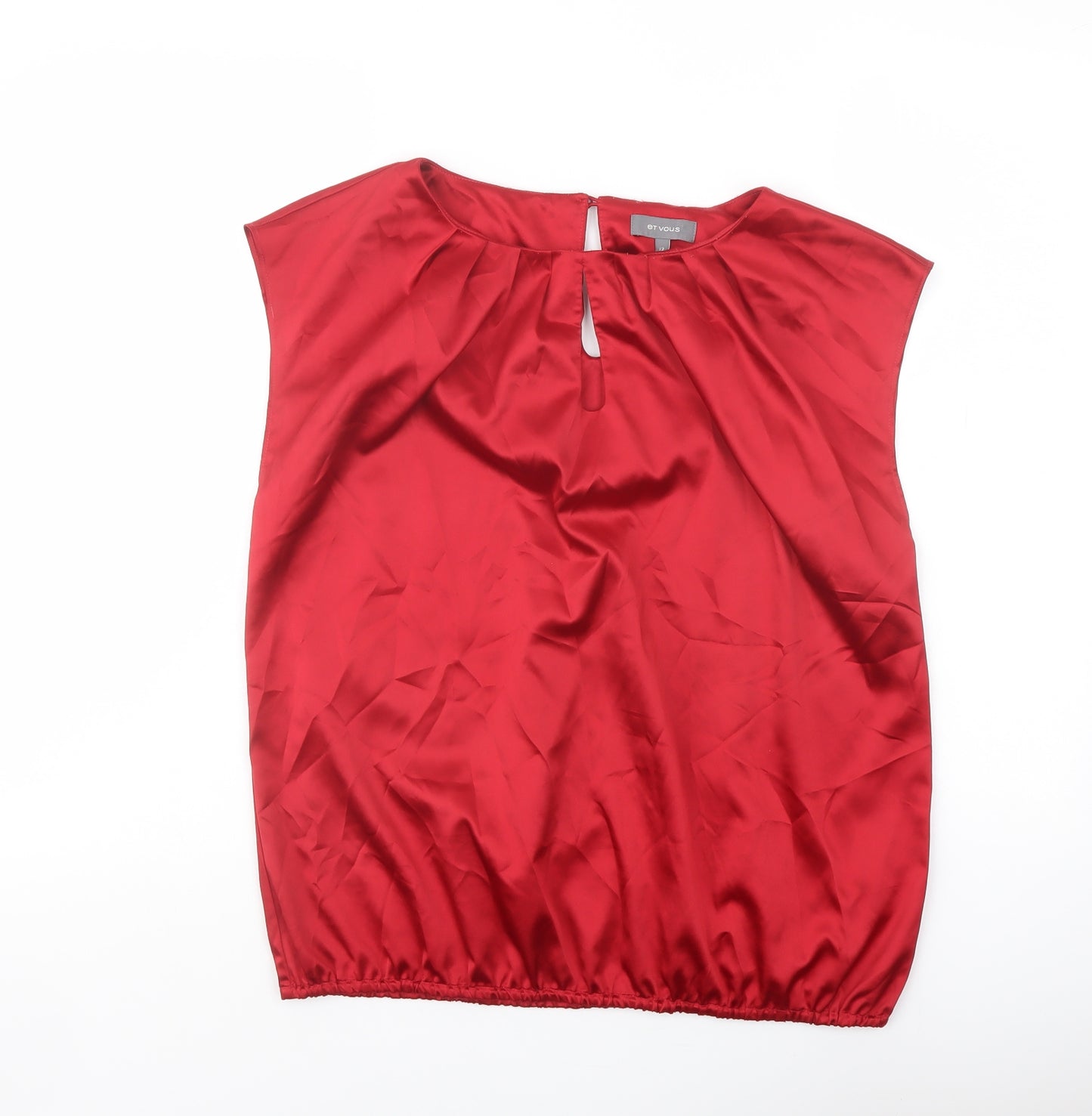 Et Vous Womens Red Polyester Basic Blouse Size 12 Round Neck
