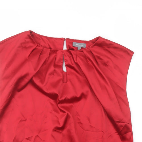Et Vous Womens Red Polyester Basic Blouse Size 12 Round Neck