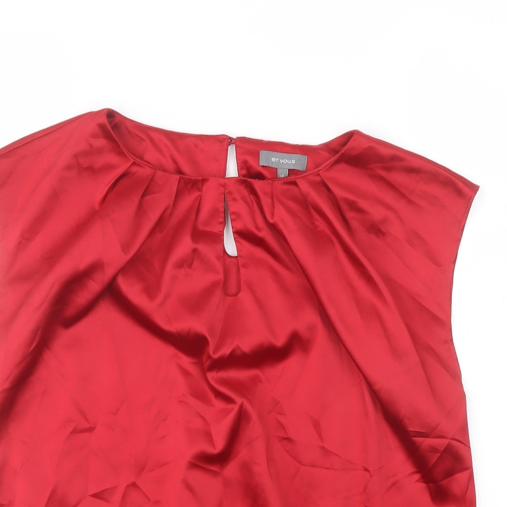 Et Vous Womens Red Polyester Basic Blouse Size 12 Round Neck