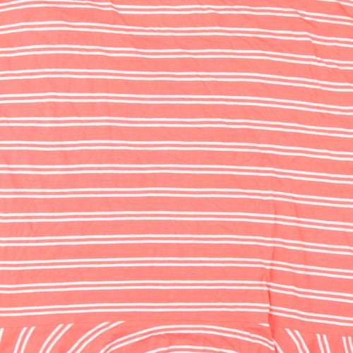 Lands' End Womens Orange Striped Cotton Basic T-Shirt Size XL Round Neck