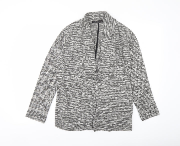 Miss Selfridge Womens Grey Geometric Jacket Blazer Size 8