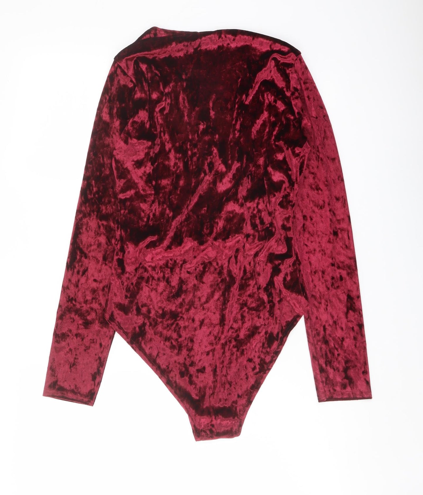 Boohoo Womens Red Polyester Bodysuit One-Piece Size 10 Snap