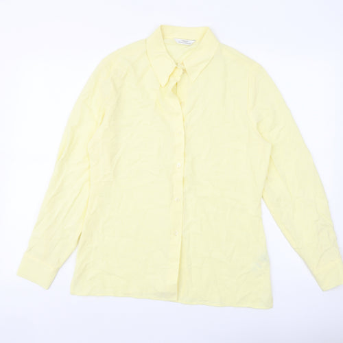 Marks and Spencer Womens Yellow Viscose Basic Button-Up Size 12 Collared