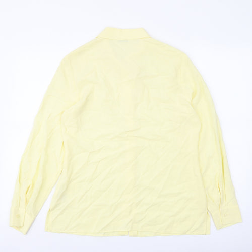Marks and Spencer Womens Yellow Viscose Basic Button-Up Size 12 Collared
