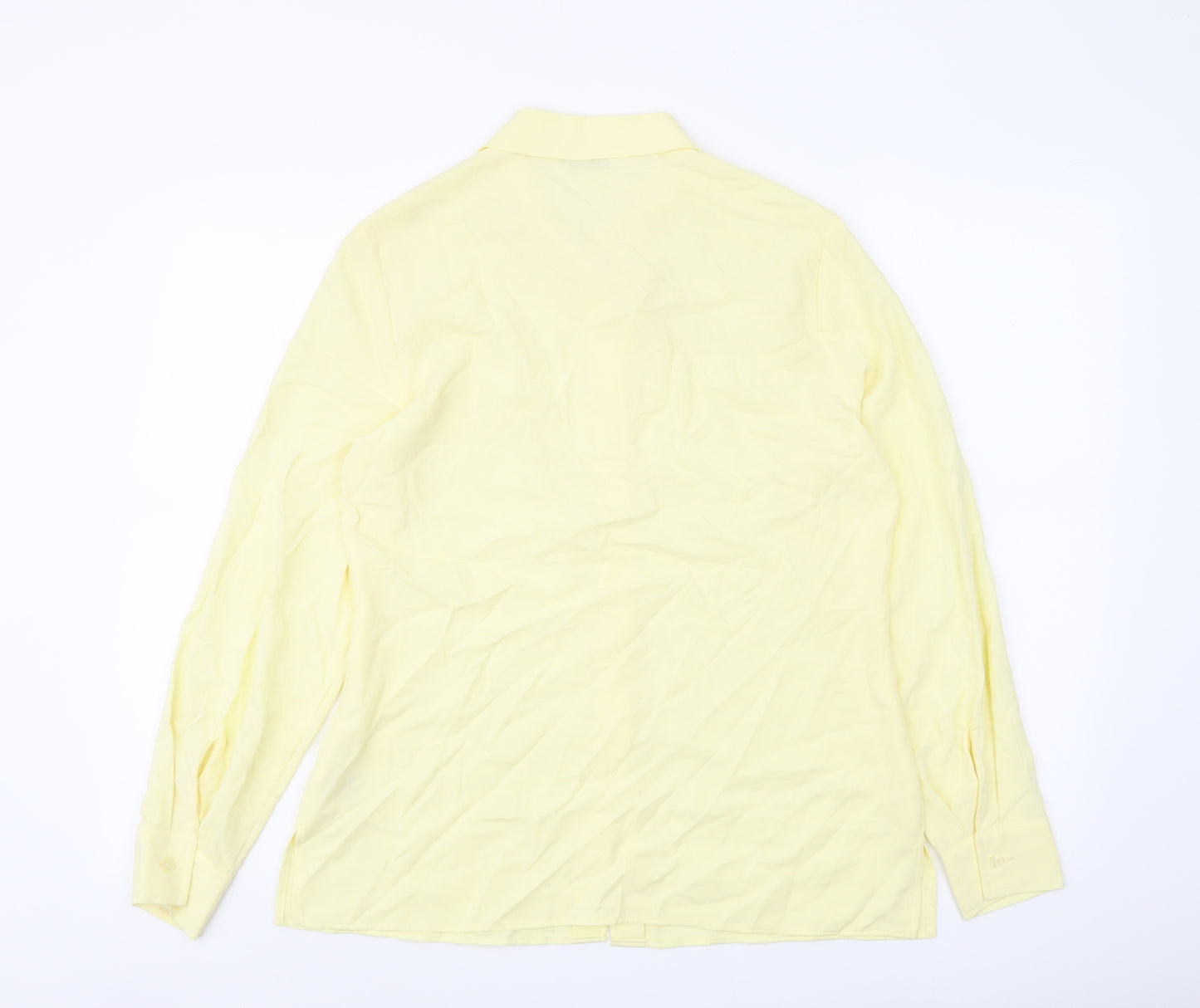Marks and Spencer Womens Yellow Viscose Basic Button-Up Size 12 Collared