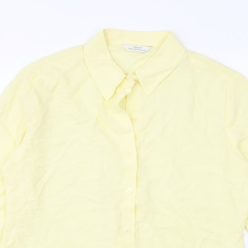 Marks and Spencer Womens Yellow Viscose Basic Button-Up Size 12 Collared