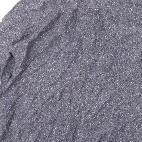Marks and Spencer Womens Grey Geometric Cotton Basic Button-Up Size 12 Round Neck