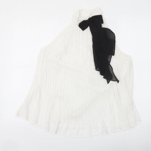 NEXT Womens White Polyester Basic Blouse Size 10 Mock Neck