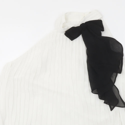 NEXT Womens White Polyester Basic Blouse Size 10 Mock Neck