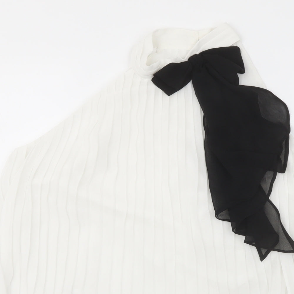 NEXT Womens White Polyester Basic Blouse Size 10 Mock Neck