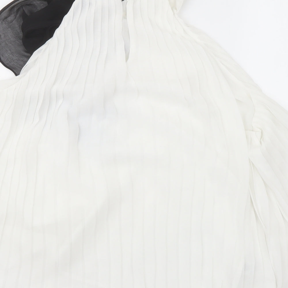 NEXT Womens White Polyester Basic Blouse Size 10 Mock Neck