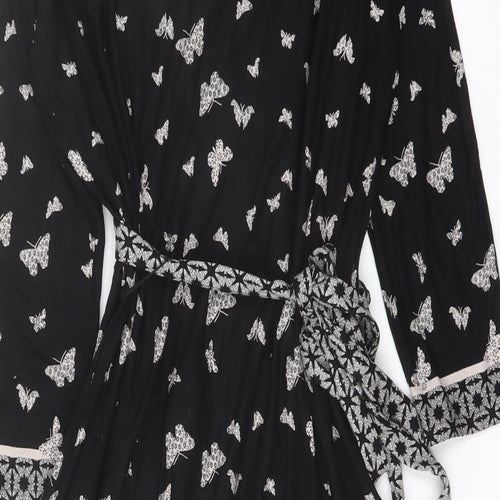 Per Una Womens Black Geometric Viscose Sheath Size 10 V-Neck Pullover - Butterfly