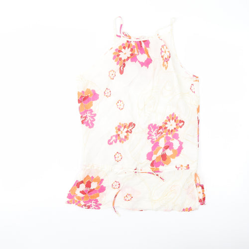 NEXT Womens White Floral Polyester Basic Blouse Size 12 Halter