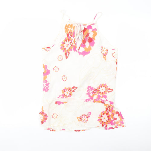 NEXT Womens White Floral Polyester Basic Blouse Size 12 Halter