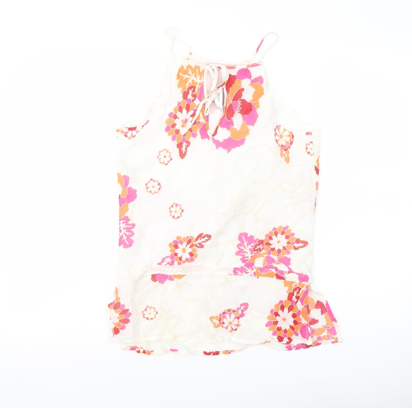 NEXT Womens White Floral Polyester Basic Blouse Size 12 Halter