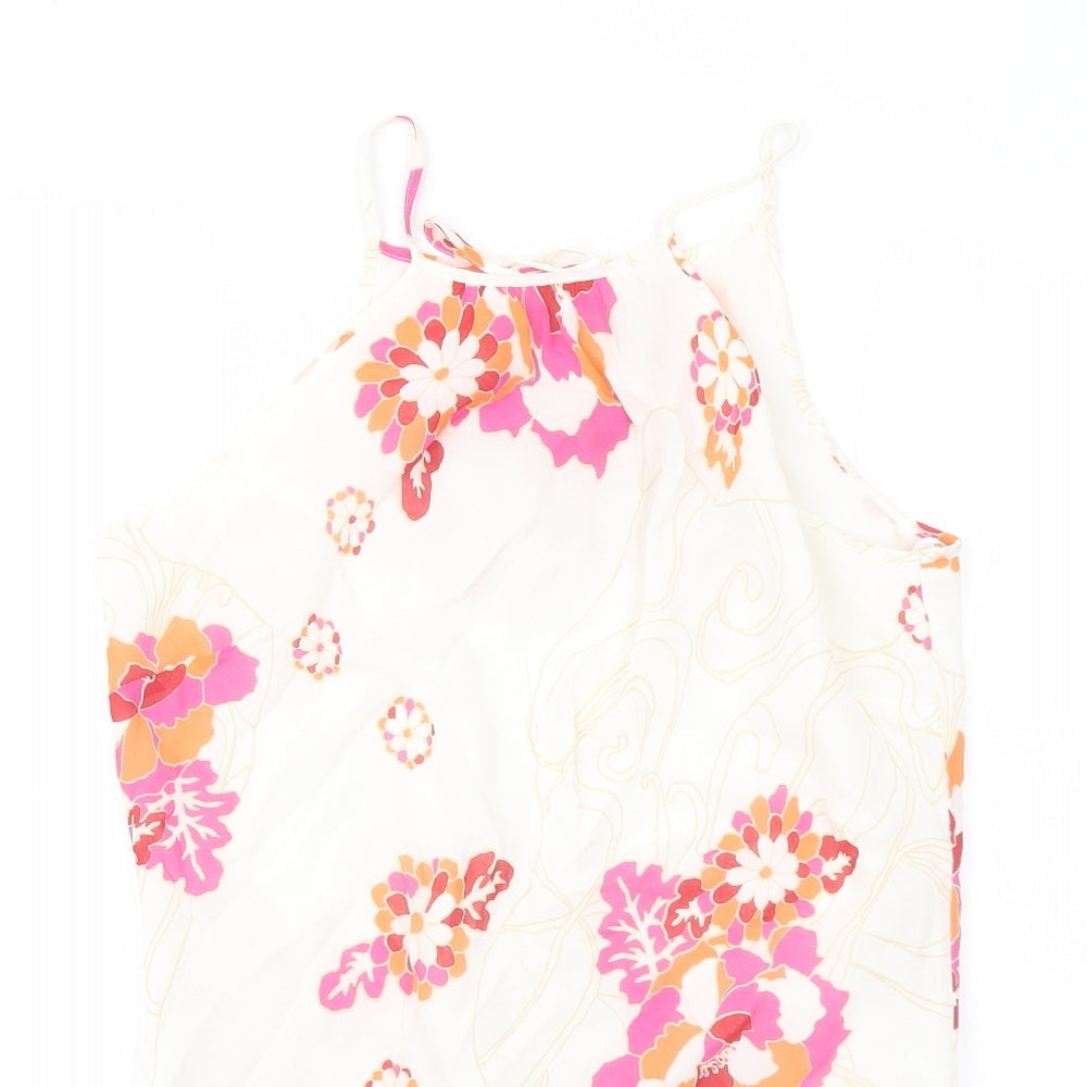 NEXT Womens White Floral Polyester Basic Blouse Size 12 Halter