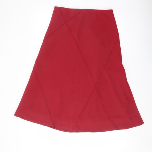 Marks and Spencer Womens Red Polyester Flare Skirt Size 10