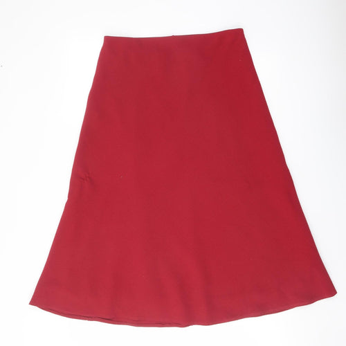 Marks and Spencer Womens Red Polyester Flare Skirt Size 10
