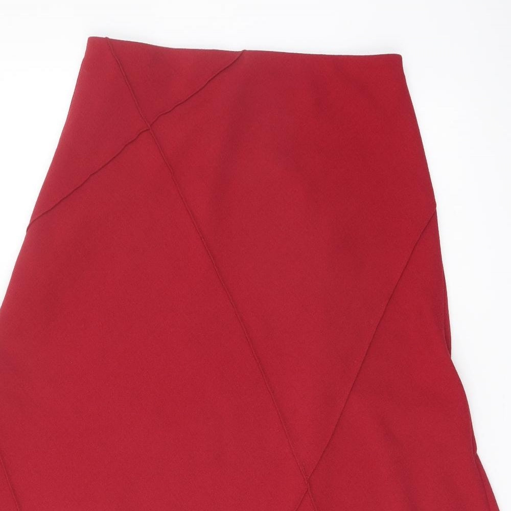 Marks and Spencer Womens Red Polyester Flare Skirt Size 10