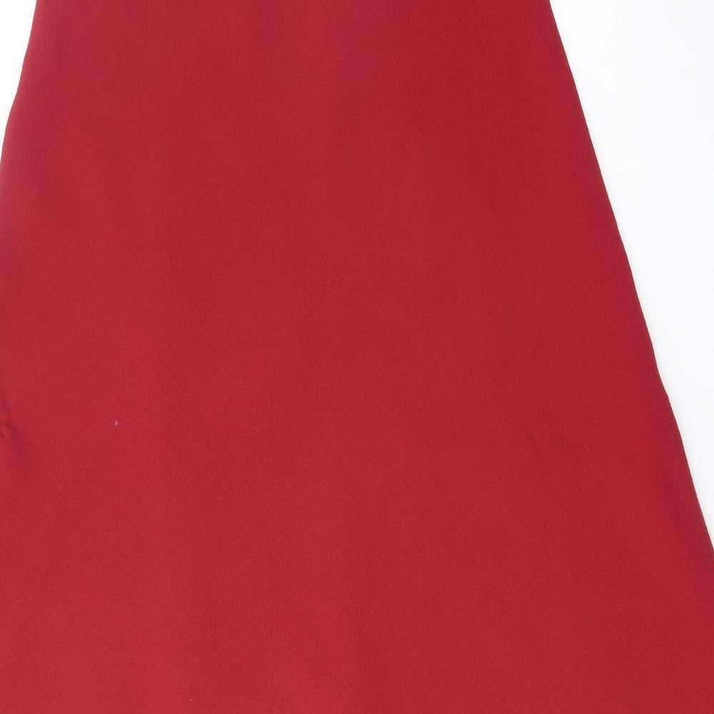 Marks and Spencer Womens Red Polyester Flare Skirt Size 10