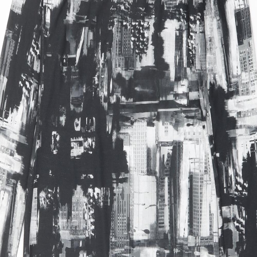 Topshop Womens Black Geometric Polyester Pencil Dress Size 12 Round Neck Pullover