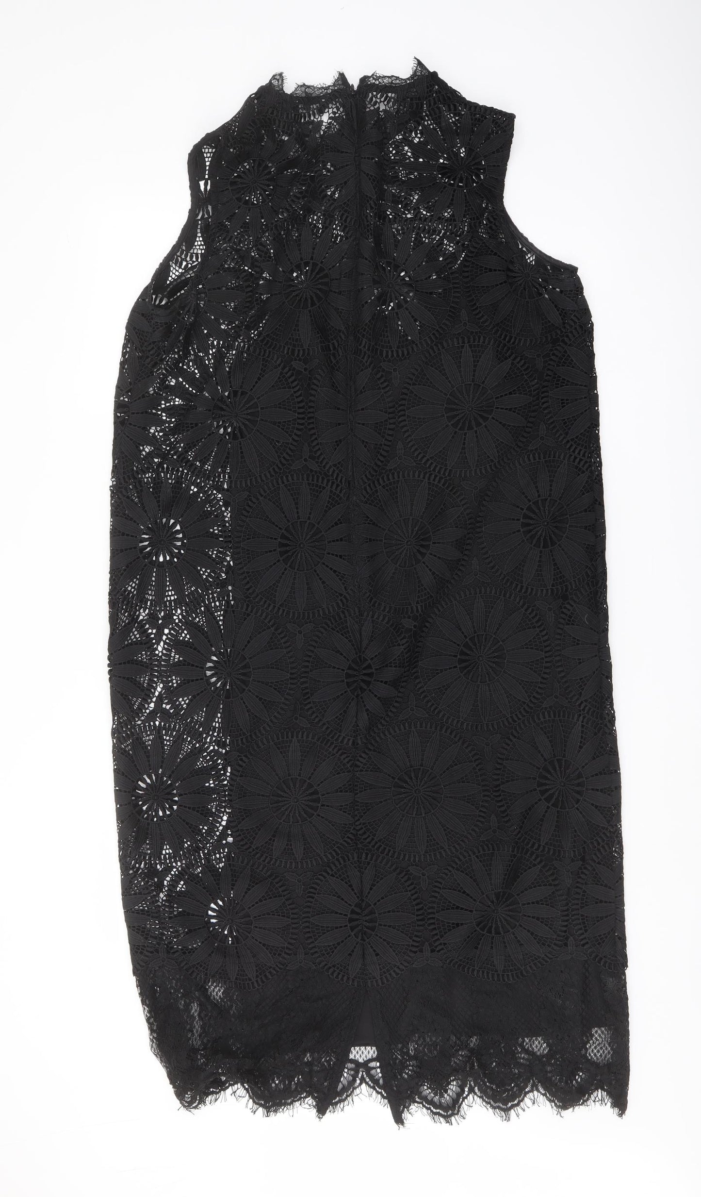 Autograph Womens Black Polyester A-Line Size 14 Mock Neck Zip